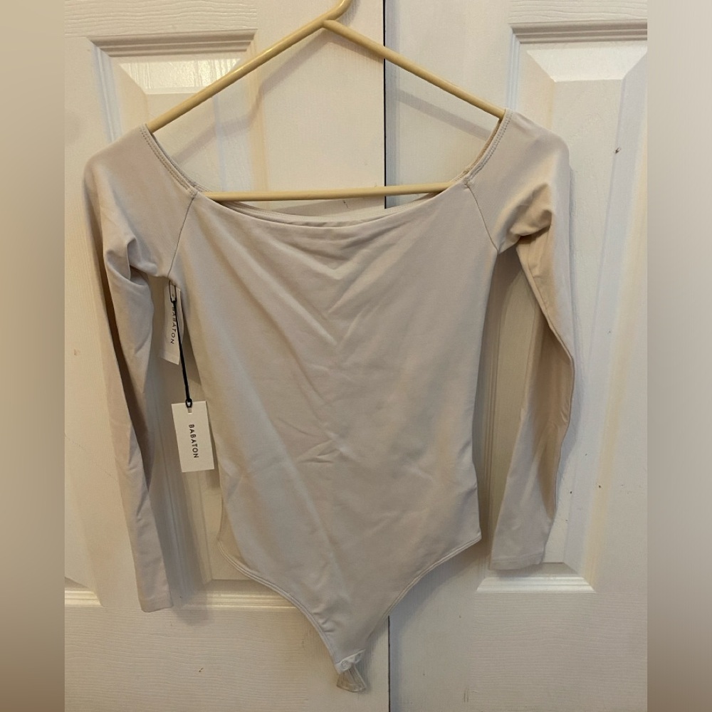 Babaton Light Beige Long Sleeve Bodysuit